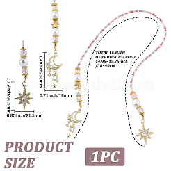 ガラスとABSプラスチック製の模造真珠のブックマーク  合金ペンダント付き  スター  ゴールドカラー  41.8mm&nbsp;AJEW-CP00021