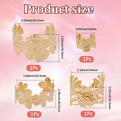 3 стиль браслеты-манжеты из сплава с цветком и наборы колец для женщин SJEW-CY0001-01