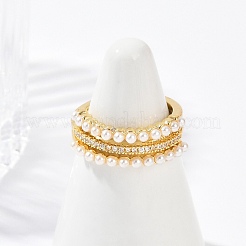 Открытые манжеты из латуни с микропаве и прозрачным фианитом RJEW-G343-05G