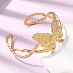 Браслеты-манжеты из нержавеющей стали 304 в виде бабочки для женщин&nbsp;BJEW-A155-01G