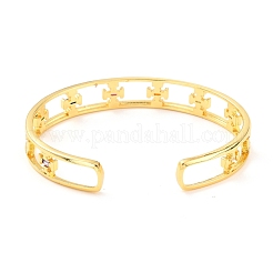 Браслет-манжета с полым крестом и кубическим цирконием BJEW-D448-12G-RS