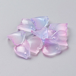 ガラスチャーム  金箔  艶消し  染め＆加熱  花びら  ミックスカラー  13x11x4mm  穴：1mm&nbsp;EGLA-L025-M