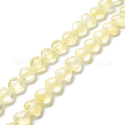 透明なガラスビーズ連  ハート  シャンパンイエロー  7.5~8.5x8~8.5x4~4.5mm  穴：1mm  約44~45個/連  12.56~12.87インチ（31.9~32.7cm）&nbsp;GLAA-F112-01D
