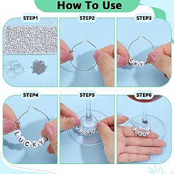 DIY ワイングラスチャーム作成キット  ステンレス製エルボピンセットを含む  真鍮のワイングラスのチャームのパーツ  アクリル＆真鍮ビーズ  文字と丸  プラチナ  7x3mm  穴：1.5mm&nbsp;DIY-PH0033-72A