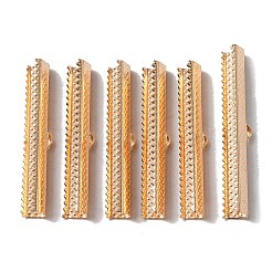 アイアン製リボンエンド  長方形  ライトゴールド  7.5x45x7mm  穴：3x1mm&nbsp;IFIN-WH0085-10A-KCG