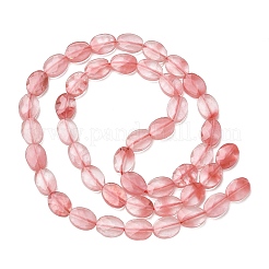 合成桜石英ガラスビーズ連売り  多面カット  フラットオーバル  8x6x3.5mm  穴：0.5mm  約46個/連  14.96''（38センチメートル）&nbsp;G-H349-A01-27