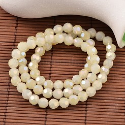 Граненый круглый гальванических радуги гальваническим стеклянные бусы пряди EGLA-M017-D01