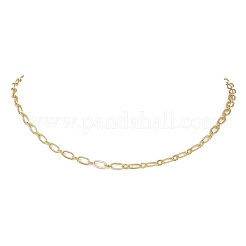 Collares de cadena Figaro texturizada de latón de 4 mm para mujer&nbsp;NJEW-JN06140