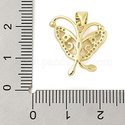 Pendenti con micro pavé di zirconi cubici in ottone placcato a farfalla&nbsp;KK-Z074-72G