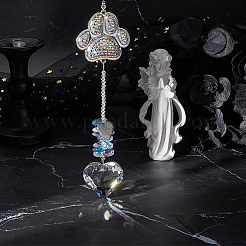 Памятные знаки для животных из сплава со стразами и отпечатками кошачьих лап HJEW-WH20022-03S