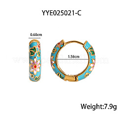 Кольцо из нержавеющей стали 304 в китайском ретро-стиле с эмалью и цветочным узором BB7359-2