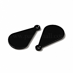 スプレー塗装された201ステンレススチールペンダント  ティアドロップチャーム  ブラック  19x11x1mm  穴：1.4mm&nbsp;STAS-G304-03C