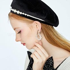 2 пара сережек-колец с натуральным жемчугом и бусинами для девушек и женщин EJEW-NB0001-06