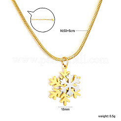 Collares con colgante de copo de nieve navideño de acero inoxidable 304 bicolor&nbsp;WGCD618-02