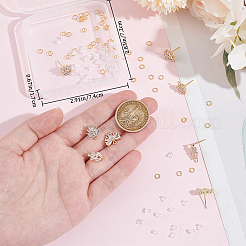 6 пара 3 стильных сережек-гвоздиков с кубическим цирконием из латуни в форме цветка KK-CN0003-19