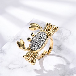 Кольца-манжеты для пальцев с микропаве из прозрачных кубических цирконий из латуни для женщин RJEW-C116-04G