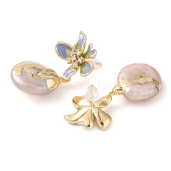 Серьги из натурального жемчуга EJEW-L286-13G