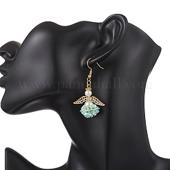 Серьги-подвески в форме ангела из искусственного жемчуга EJEW-JE06729