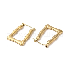 ラックメッキ 304 ステンレスフープピアス 女性用  竹  18KGP本金メッキ  28x20.5x2mm&nbsp;EJEW-Z026-36G