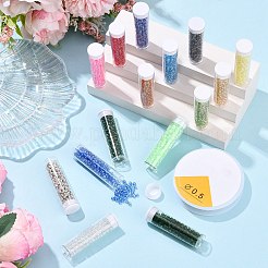 120g 15色 DIY ラウンドガラスシードビーズブレスレット作成キット  プラスチックビーズ容器15個と伸縮性のあるストレッチ糸1ロールが含まれています。  ミックスカラー  3mm  穴：1mm&nbsp;SEED-YW0003-14