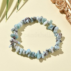 Braccialetti elastici con perline di larimar naturale per uomo e donna&nbsp;BJEW-C145-01A
