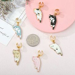 6 шт. подвеска в виде стетоскопа из сплава и эмали в форме кошки HJEW-SW00151-07