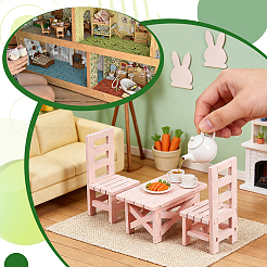 Mesas y sillas de madera con adornos en miniatura.&nbsp;AJEW-WH0410-306A