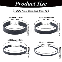 4 stücke 4 arten flache pu lederband gothic choker halsketten mit platin eisen ende ketten&nbsp;NJEW-CL0001-14