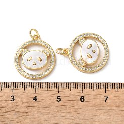 真鍮製マイクロパヴェキュービックジルコニアペンダント  カドミウムフリー＆鉛フリー  シェルと丸カン付き  18KGP本金メッキ  パンダ  20.5x18x3mm  穴：3mm&nbsp;KK-B083-39A-G