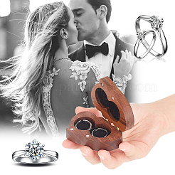 Портативные деревянные коробки для парных колец из орехового дерева&nbsp;OBOX-WH0015-03