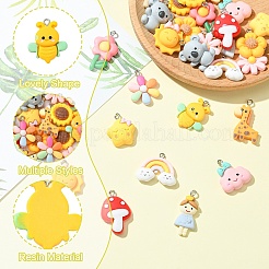 30шт 15 стиля непрозрачные подвески из смолы&nbsp;RESI-YW0003-30