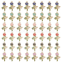 60本合金エナメルペンダント  花  鉛フリー＆カドミウムフリー  ライトゴールド  27.5x17.5x1mm  穴：1.8mm&nbsp;ENAM-TA0003-75KCG
