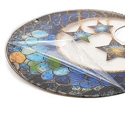 着色アクリルと鉄製のサンキャッチャー  壁掛け飾り  庭や窓の装飾に  ムーン  326mm&nbsp;HJEW-F022-01E