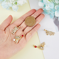 4шт 2 стиля латунные микропаве кубические циркониевые подвески&nbsp;KK-HY0003-14