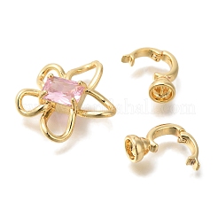 Латунные микро проложить кубического циркония раз за застежками KK-K389-012G