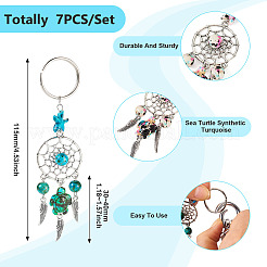 7шт брелок из синтетической бирюзы и сплава&nbsp;KEYC-TAC00042