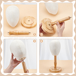 Настольные деревянные стеллажи для шляп в форме головы&nbsp;AJEW-WH0816-104