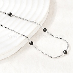 Chaîne Boston en acier inoxydable 304 avec colliers de perles rondelles&nbsp;NJEW-K305-03P