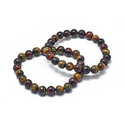 Braccialetti perlina occhio stirata tigre naturale&nbsp;X-BJEW-K212-B-005