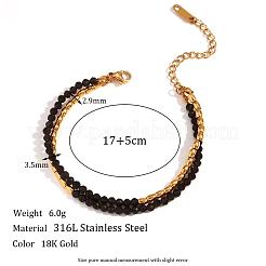 Женские браслеты из круглого граненого стекла и бусин из нержавеющей стали 316L в одну нить YP1849-1