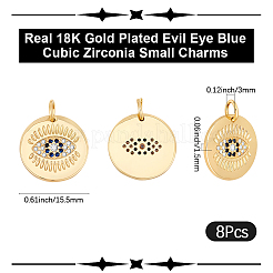 8 ciondoli in ottone con micro pavé di zirconi cubici con placcatura a cremagliera&nbsp;KK-BBC0023-64