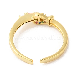 Красочные кубические циркония сердце открытые манжеты кольца&nbsp;RJEW-L106-004G