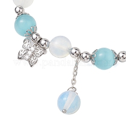 Braccialetti elasticizzati rotondi con perline opalite e occhio di gatto da 10 mm&nbsp;BJEW-JB10450