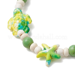 Синтетические бирюзовые бусины с морскими звездами и черепахами&nbsp;BJEW-JB11920-02