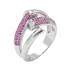 Offene Manschettenringe aus Messing mit Mikropavé und Zirkonia für Damen&nbsp;RJEW-L343-12P-02