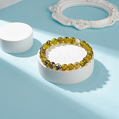 Bracelet extensible en perles rondes d'agate veines de dragon naturel&nbsp;BJEW-JB08645