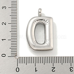 変色しない304ステンレススチールペンダント  レターチャーム  ステンレス鋼色  文字d  26x16x5.5mm  穴：3mm&nbsp;STAS-C102-16P-D