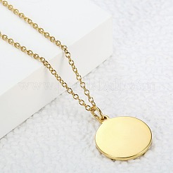Collares con colgante de moneda ondulada de acero inoxidable 304 para mujer&nbsp;WG3EA57-01