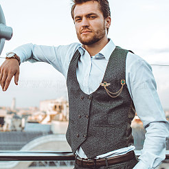 4 шт. брошь-цепочка в виде пчелы и прямоугольника со стразами JEWB-CA0001-69