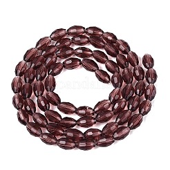 透明ガラスビーズ連売り  ライス  多面カット  インディアンレッド  8~9x5~6mm  穴：0.9~1mm  約67~68個/連  22.83~23.62インチ（58~60cm）&nbsp;GLAA-N071-01A-A19
